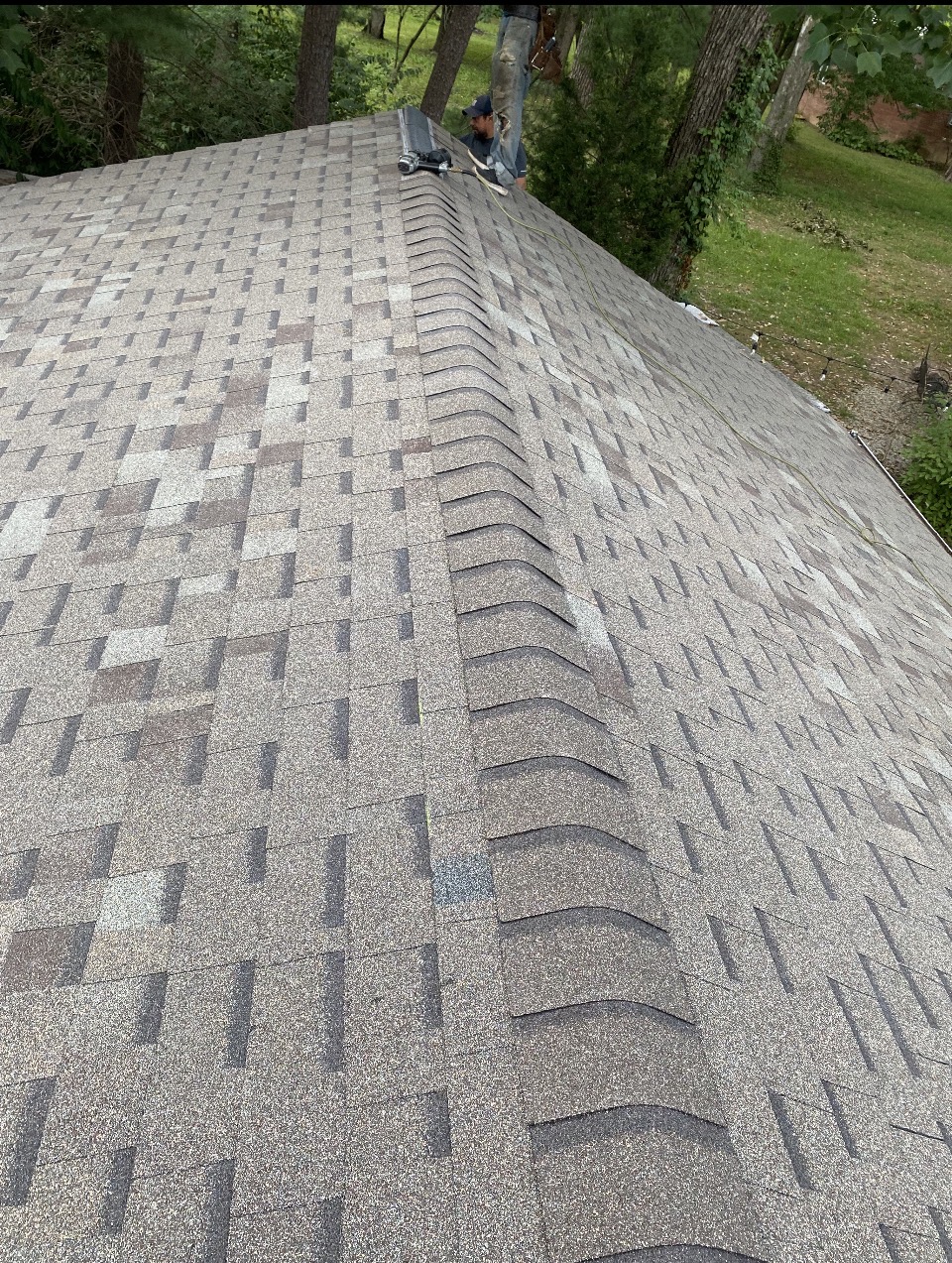 Asphalt shingle roof installation in progress on an Indianapolis residential property